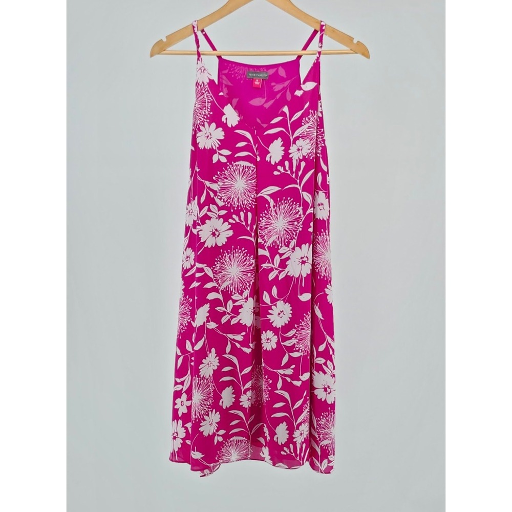 Vince Camuto Womens Pink White Floral Sleeveless V-Neck Shift Mini Dress XL